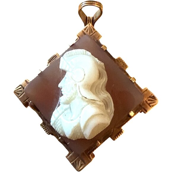 Rose Gold Cameo Classical Centurion Roman Soldier Locket Pendant 1x1 Inch - Picture 2 of 11